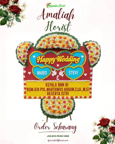 Karangan Papan Bunga Pernikahan di Siangan